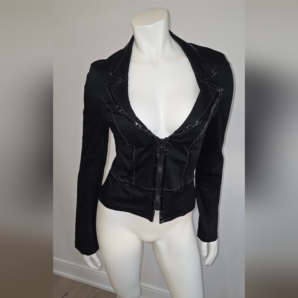Tally Weijl Black Tailored Corset Style Cotton Blazer With Zipper S
